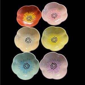 Now Designs Danica Colorful Floral Stoneware Pinch Ceramic Bowls Set. (6)
